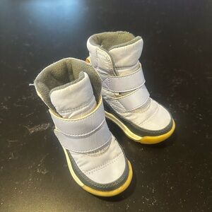 Sorel Kids Light Gray and Yellow Winter Boots